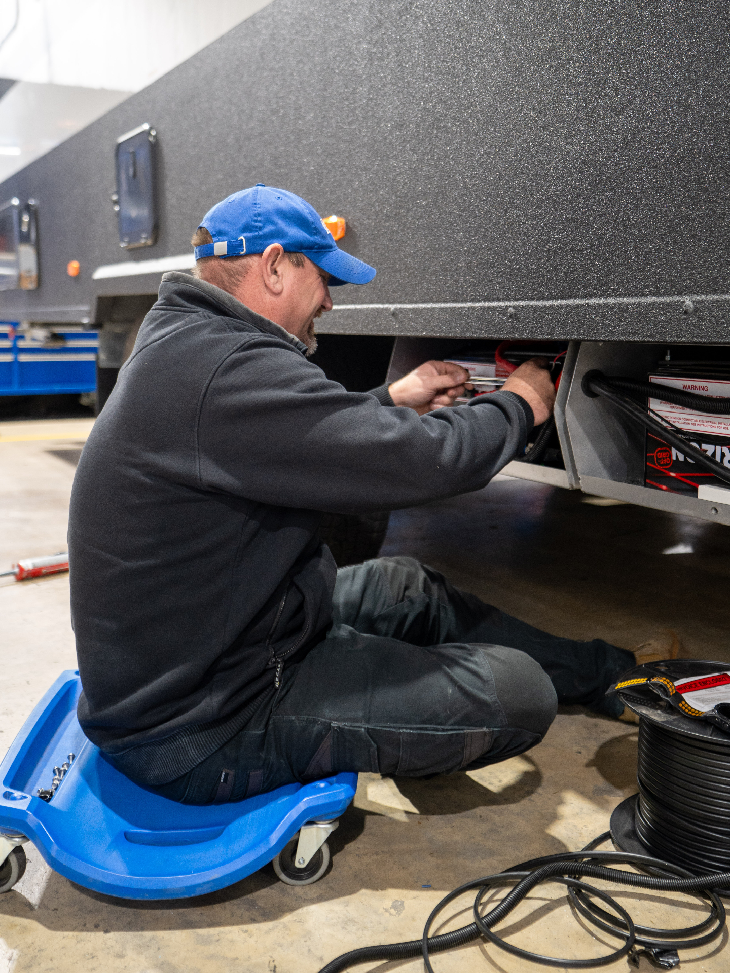 Solar system being installed on a caravan